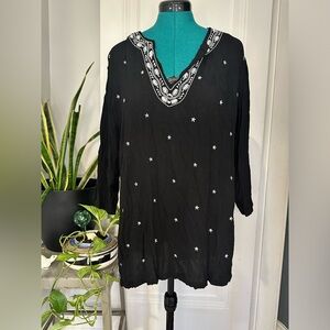 Coral Bay women’s 2X beach tunic 100% viscose rayon black